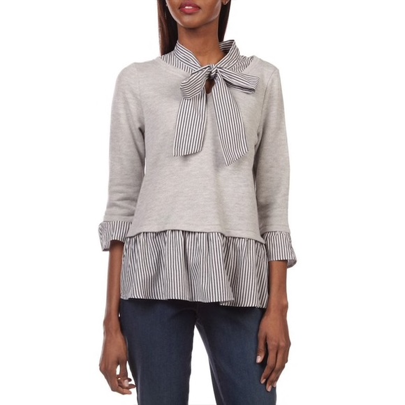 melló day Tops - Chic Striped Ruffled Long Sleeve Blouse